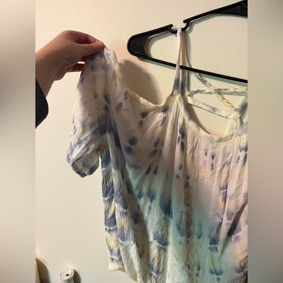 Hippie Laundry Cream and Blue Tie-Dye Top - Picture 4 of 6
